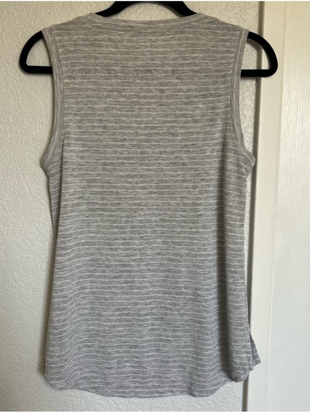 Athleta Breezy Striped Tank Top Gray and White Sleeveless Activewear - Picture 6 of 7